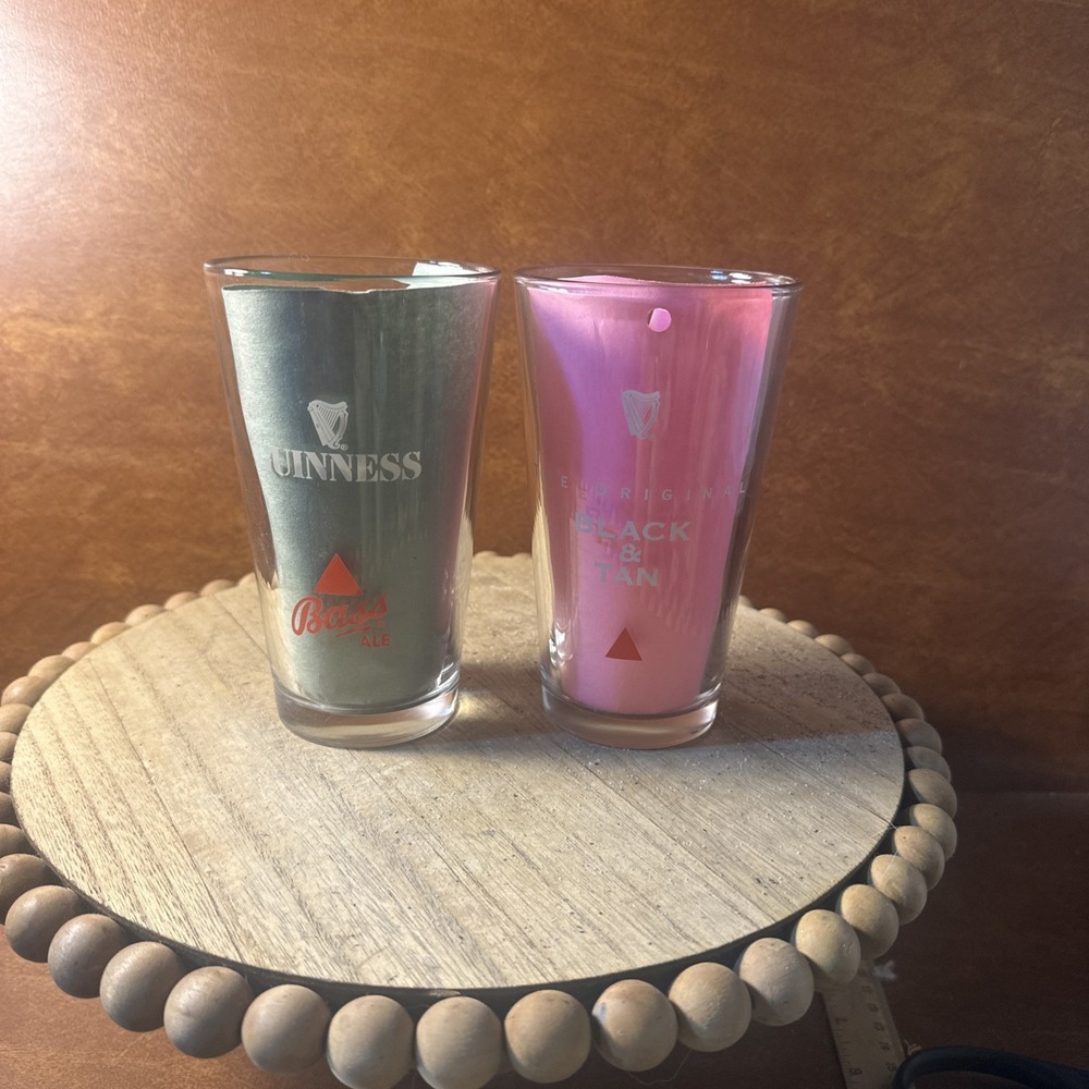 2-Guinness & Bass pint Glass, The Original Black & Tan